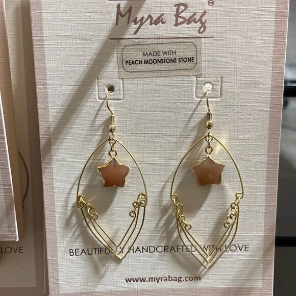 Peach moonstone earrings‎ - Picture 1 of 2